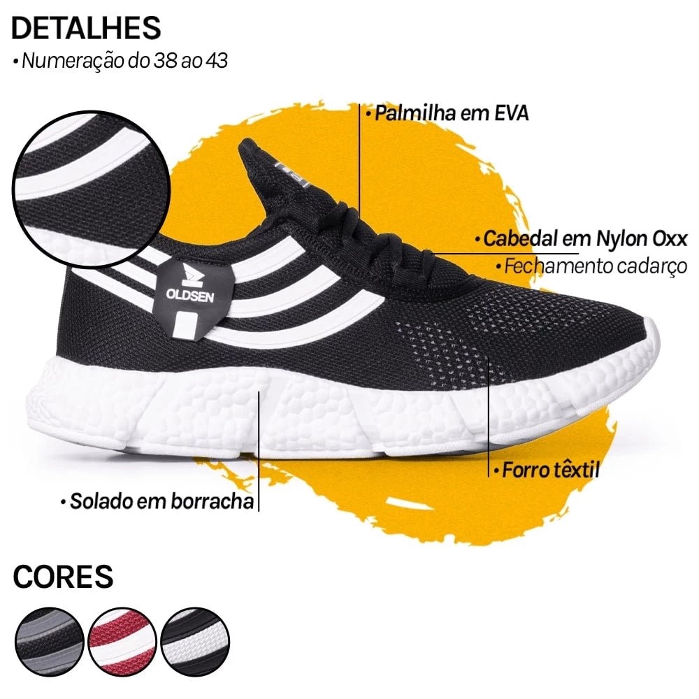 Tenis Para Treino masculino Academia Bmax Caminhada Corrida Leve - OZUNY